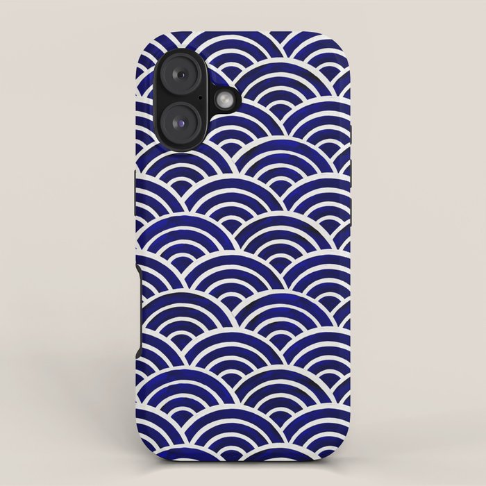 Japanese Seigaiha Wave - Navy Palette iPhone Case Gallery Image 1