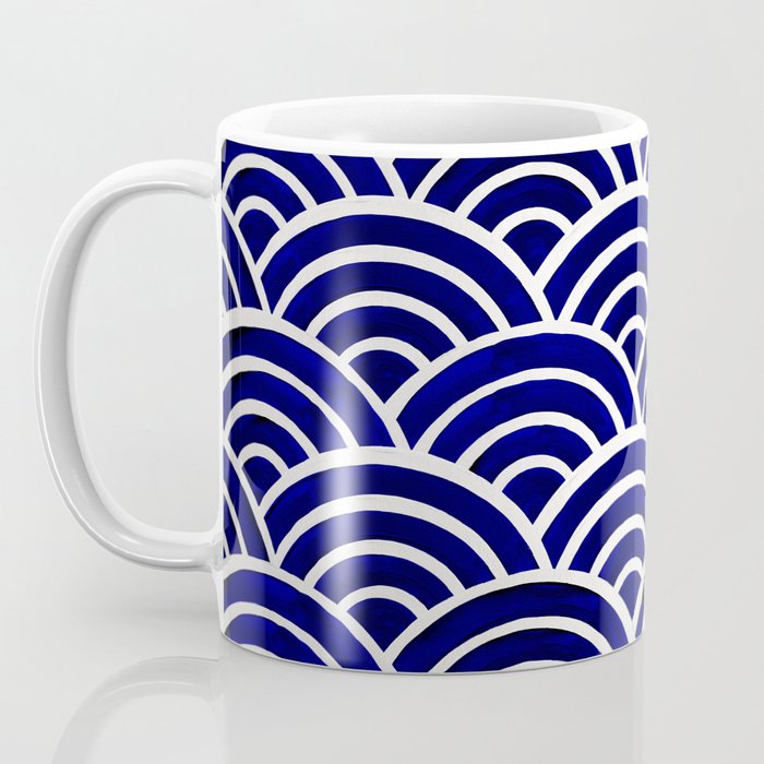 Japanese Seigaiha Wave - Navy Palette Coffee Mug Gallery Image 3
