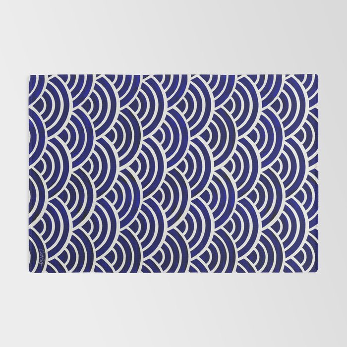 Japanese Seigaiha Wave - Navy Palette Rug Gallery Image 2