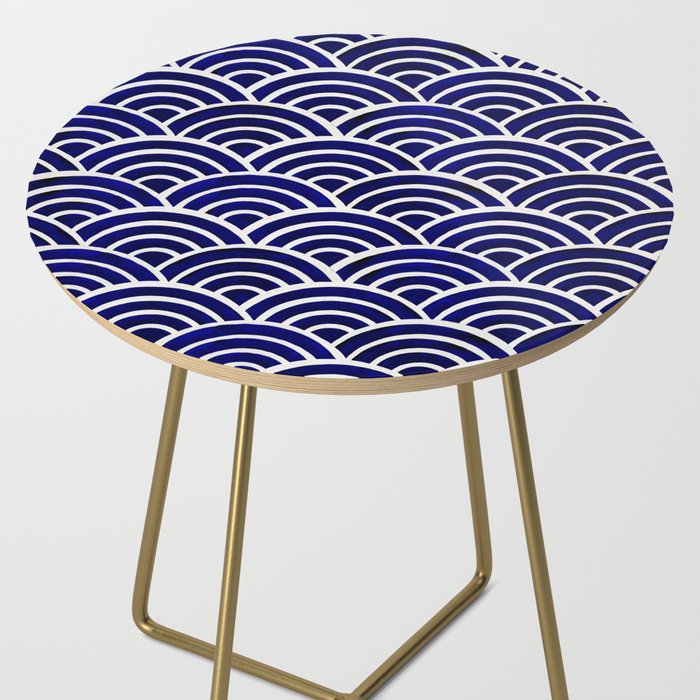 Japanese Seigaiha Wave - Navy Palette Side Table Gallery Image 2