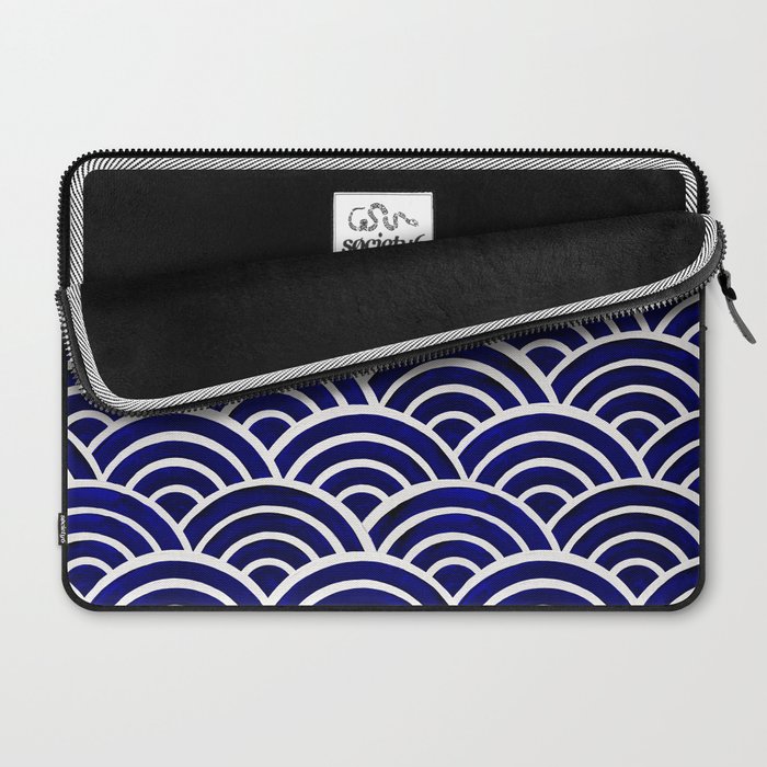Japanese Seigaiha Wave - Navy Palette Laptop Sleeve Gallery Image 2