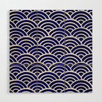 Japanese Seigaiha Wave - Navy Palette Wood Wall Art Gallery Image 1