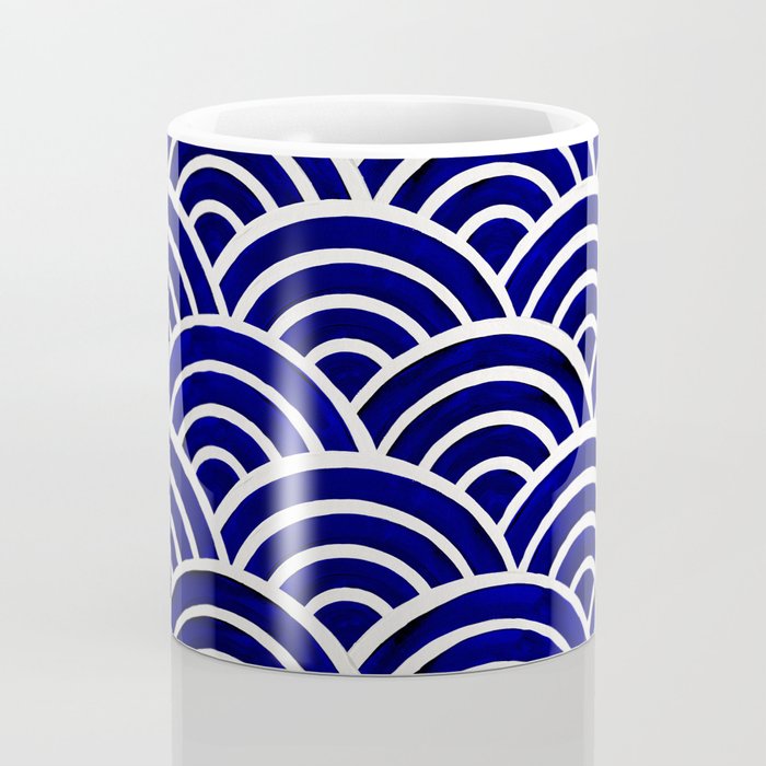 Japanese Seigaiha Wave - Navy Palette Coffee Mug Gallery Image 4