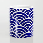 Japanese Seigaiha Wave - Navy Palette Coffee Mug Gallery Image 4