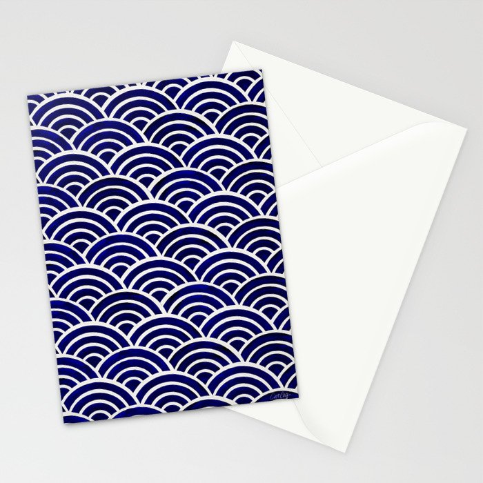 Japanese Seigaiha Wave - Navy Palette Stationery Card Gallery Image 2