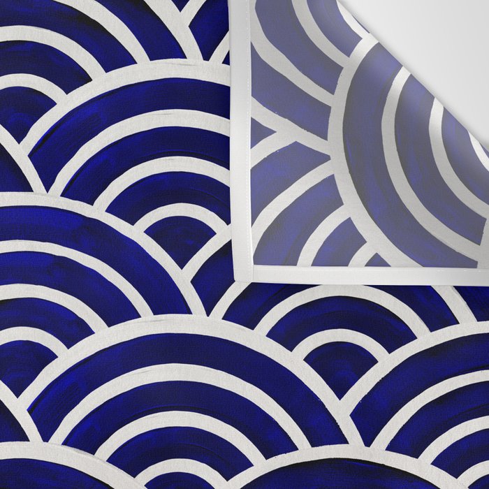 Japanese Seigaiha Wave - Navy Palette Wall Tapestry Gallery Image 3