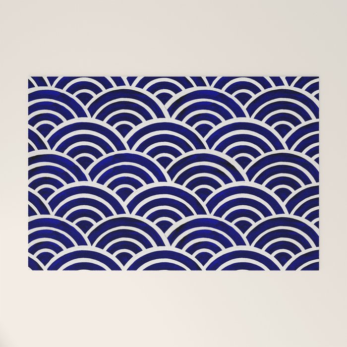 Japanese Seigaiha Wave - Navy Palette Welcome Mat Gallery Image 1