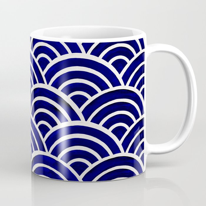 Japanese Seigaiha Wave - Navy Palette Coffee Mug Gallery Image 1