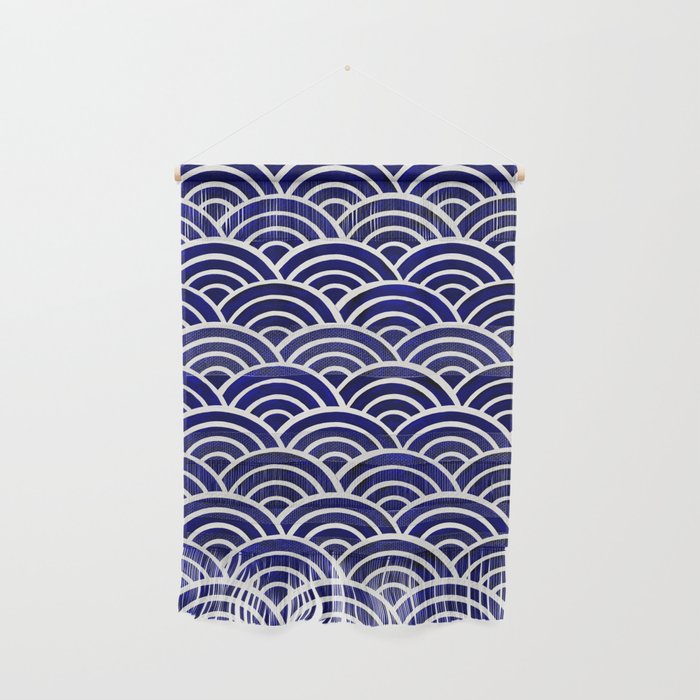 Japanese Seigaiha Wave - Navy Palette Wall Hanging Gallery Image 1