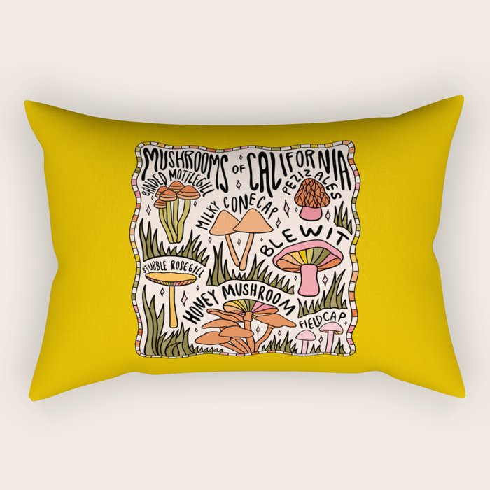 Mushrooms of California Rectangular Pillow Gallery Image 2