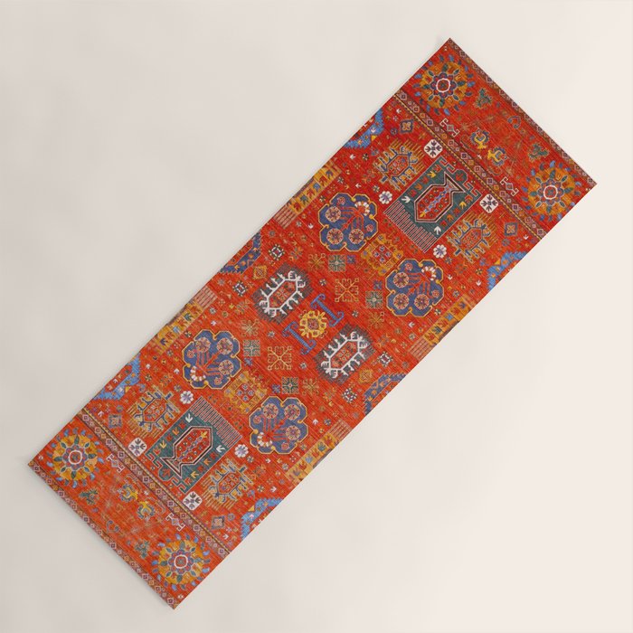 Orange Angel Snowfall Kazak Persian Rug Yoga Mat Gallery Image 1