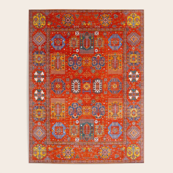 Orange Angel Snowfall Kazak Persian Rug Poster Gallery Image 4