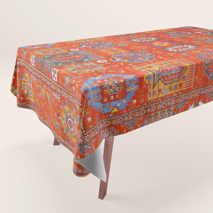 Orange Angel Snowfall Kazak Persian Rug Tablecloth Gallery Image 1