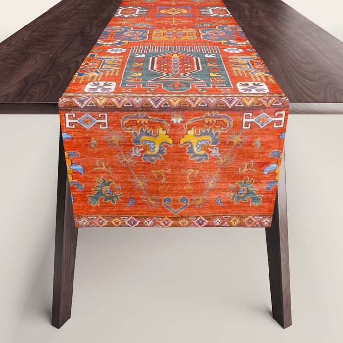 Orange Angel Snowfall Kazak Persian Rug Table Runner Gallery Image 1