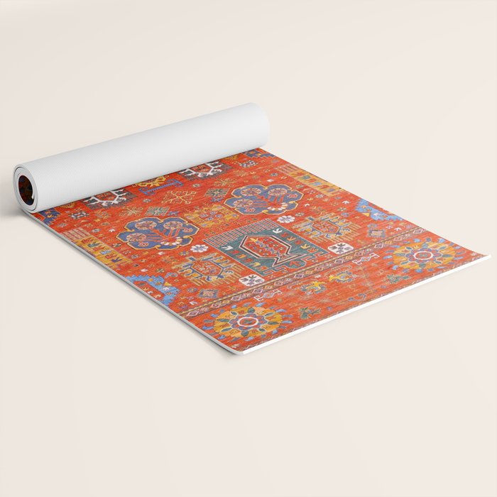 Orange Angel Snowfall Kazak Persian Rug Yoga Mat Gallery Image 2