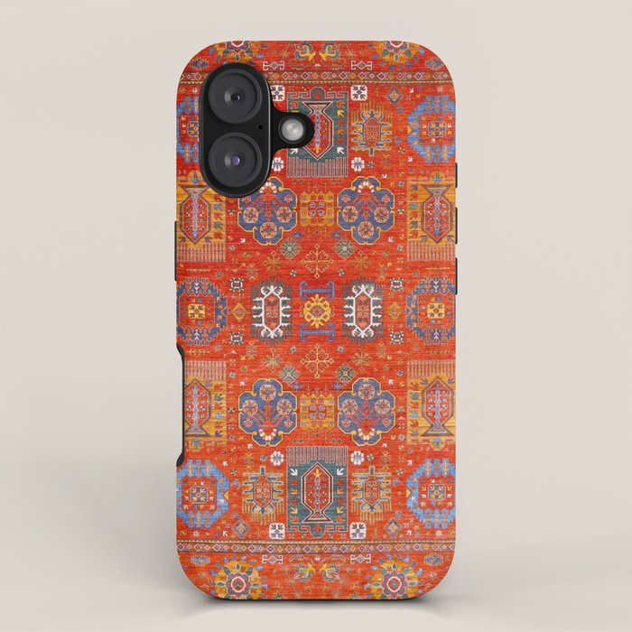 Orange Angel Snowfall Kazak Persian Rug iPhone Case Gallery Image 1