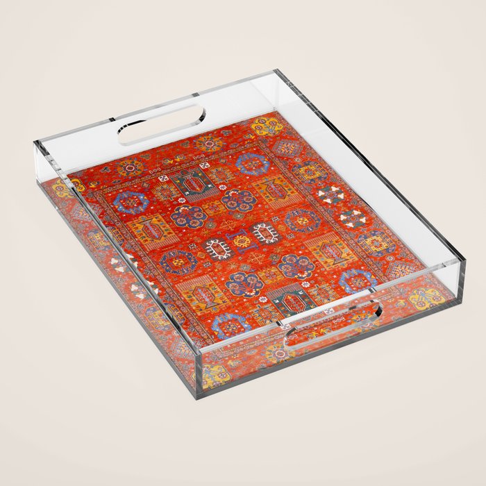 Orange Angel Snowfall Kazak Persian Rug Acrylic Tray Gallery Image 1