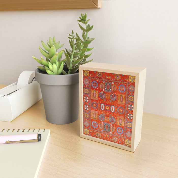 Orange Angel Snowfall Kazak Persian Rug Mini Art Print Gallery Image 2