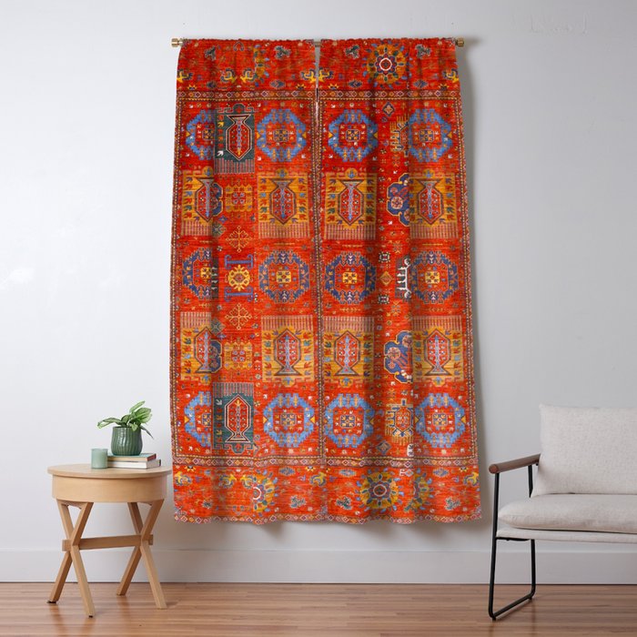 Orange Angel Snowfall Kazak Persian Rug Window Curtain Gallery Image 1
