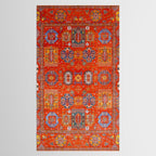 Orange Angel Snowfall Kazak Persian Rug Tablecloth Gallery Image 2