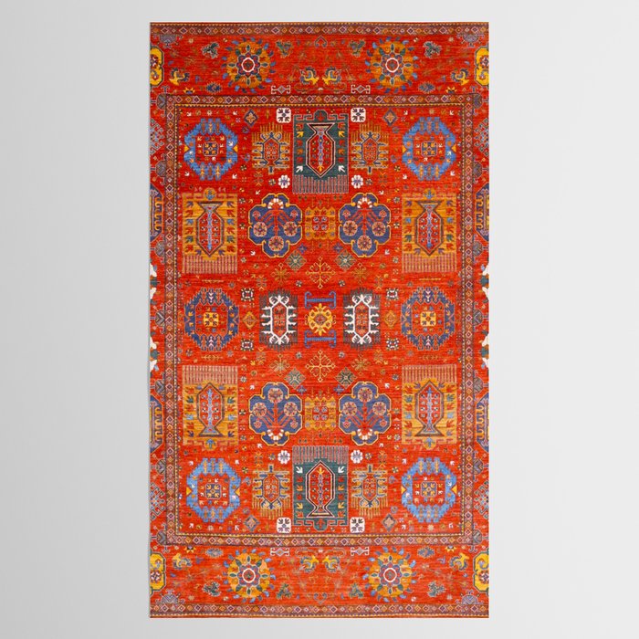 Orange Angel Snowfall Kazak Persian Rug Tablecloth Gallery Image 2