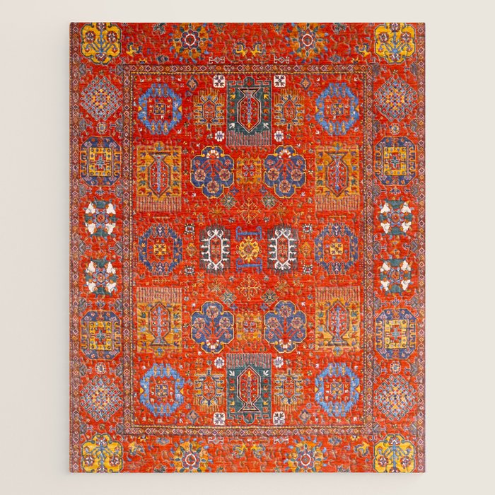 Orange Angel Snowfall Kazak Persian Rug Jigsaw Puzzle Gallery Image 1