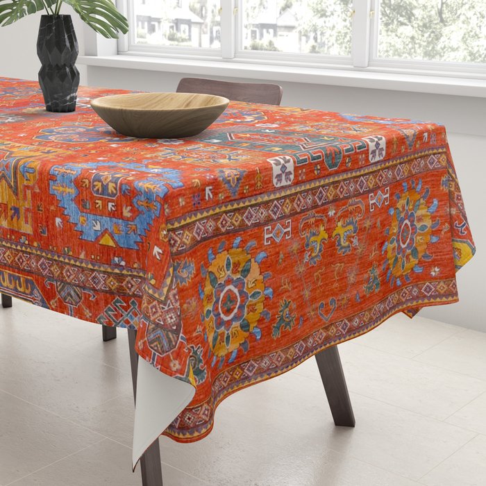 Orange Angel Snowfall Kazak Persian Rug Tablecloth Gallery Image 3