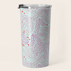 Winter Berries & Pine Branches in Teal & Pink Travel Mug Gallery Image 3