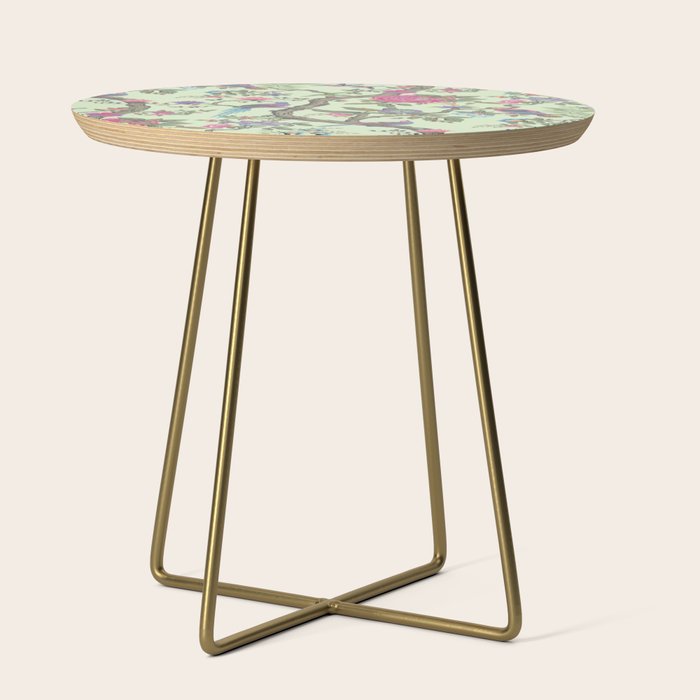 Chinoiserie Mint Green Pastel Fresco Floral Garden Birds Oriental Botanical Side Table Gallery Image 1