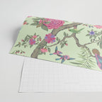 Chinoiserie Mint Green Pastel Fresco Floral Garden Birds Oriental Botanical Wrapping Paper Gallery Image 2