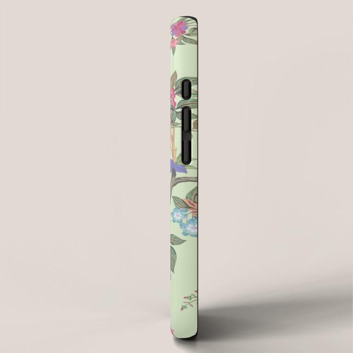 Chinoiserie Mint Green Pastel Fresco Floral Garden Birds Oriental Botanical iPhone Case Gallery Image 2