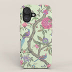 Chinoiserie Mint Green Pastel Fresco Floral Garden Birds Oriental Botanical iPhone Case Gallery Image 1