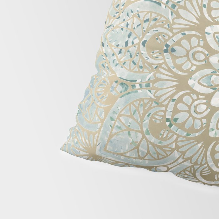 Mandala Flower, Teal and Gold, Floral Prints Pillow Sham Gallery Image 4