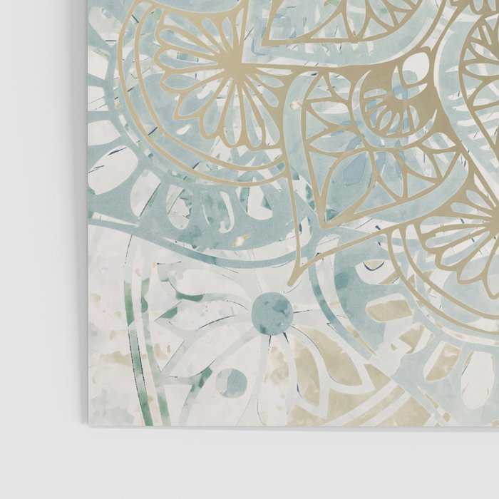Mandala Flower, Teal and Gold, Floral Prints Poster Gallery Image 3