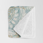 Mandala Flower, Teal and Gold, Floral Prints Throw Blanket Gallery Image 3