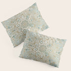 Mandala Flower, Teal and Gold, Floral Prints Pillow Sham Gallery Image 3