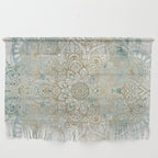 Mandala Flower, Teal and Gold, Floral Prints Wall Hanging Gallery Image 1