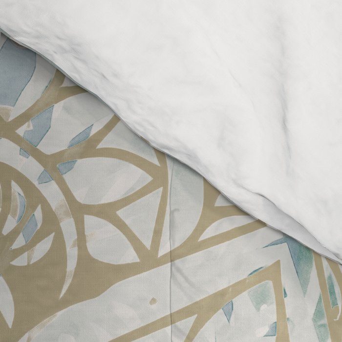 Mandala Flower, Teal and Gold, Floral Prints Comforter Gallery Image 4
