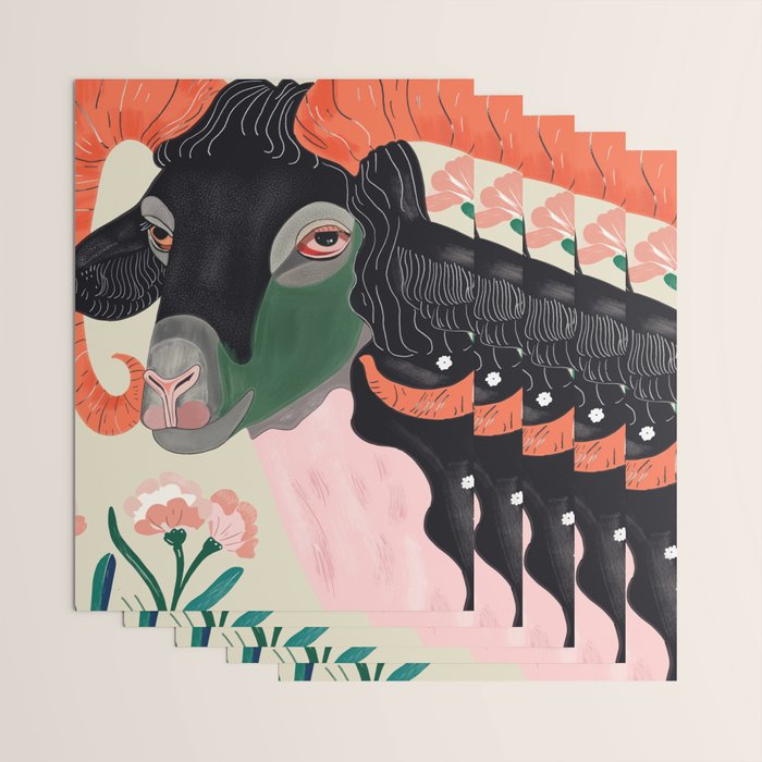 Floral Ram Wrapping Paper Gallery Image 3