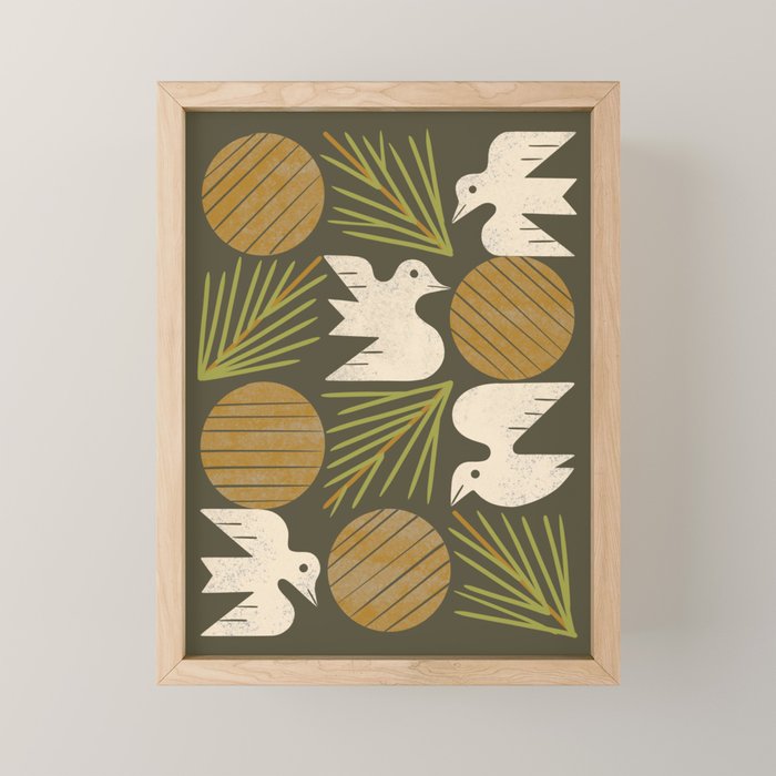 Pine Forest Doves Mini Art Print Gallery Image 1