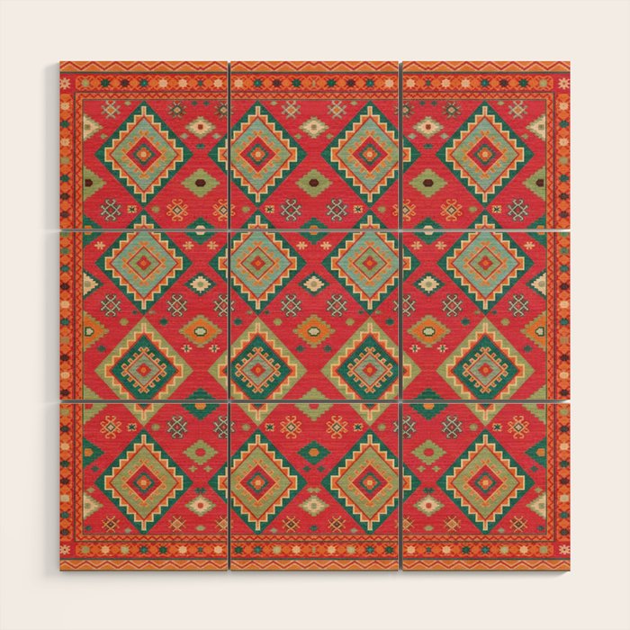 Moroccan Berber Kilim Pattern Wood Wall Art Gallery Image 1