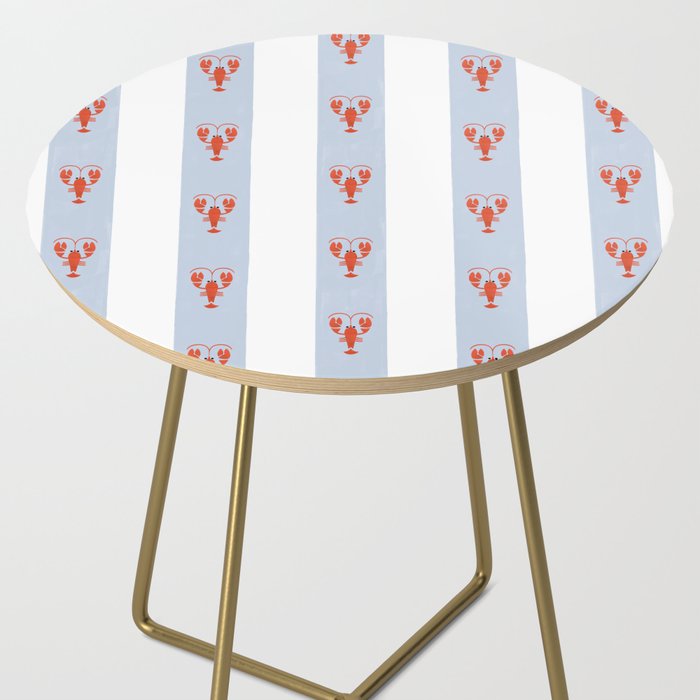 Red Lobsters On Hand-Painted Blue Stripes Side Table Gallery Image 2