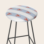 Red Lobsters On Hand-Painted Blue Stripes Stool Gallery Image 2