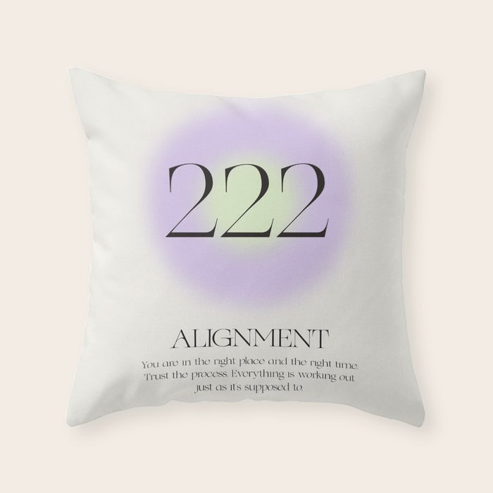 Angel Number 222 | Alignment Throw Pillow Gallery Image 1