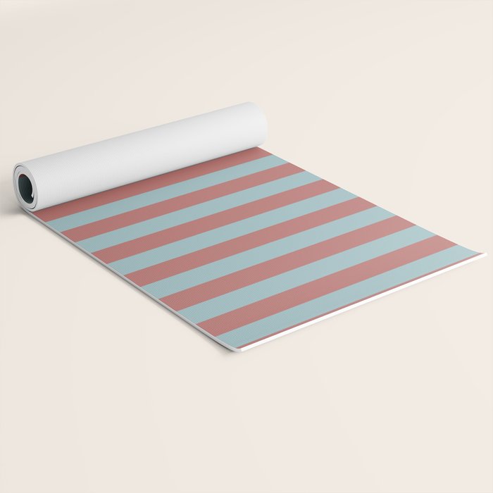 Dusty Pink Greyish Blue Stripe Yoga Mat Gallery Image 2