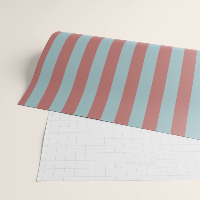 Dusty Pink Greyish Blue Stripe Wrapping Paper Gallery Image 2