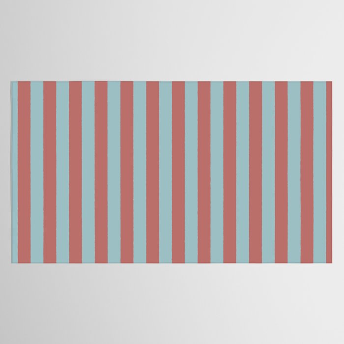 Dusty Pink Greyish Blue Stripe Tablecloth Gallery Image 2