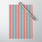 Dusty Pink Greyish Blue Stripe Wrapping Paper Gallery Image 1