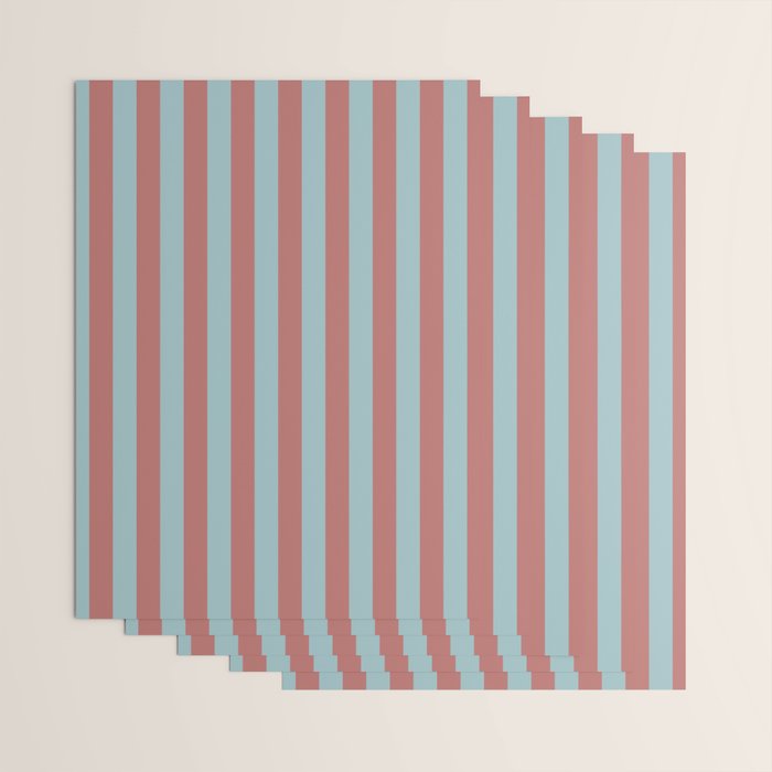 Dusty Pink Greyish Blue Stripe Wrapping Paper Gallery Image 3