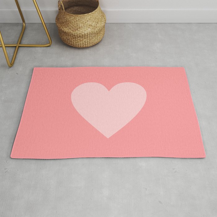 Cute Blush Pink Heart Minimal Pastel Rug Gallery Image 1